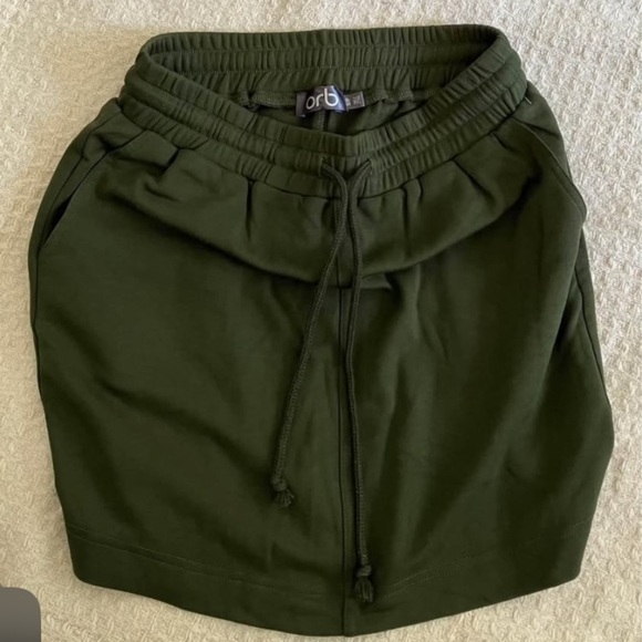 ORB Womens small Olive Green Drawstring mini Skirt - Picture 4 of 12